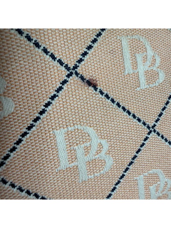 Vintage Dooney Bourke Peach Maxi Quilt Navy Blue Leather Trim Crossbody Bag - Picture 5 of 16